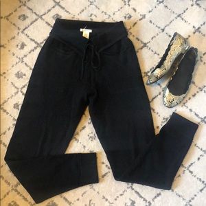 High waisted black knit pants